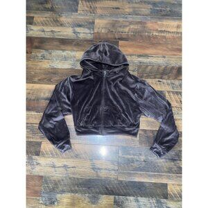 Women's Velvet Hoodie Sweater - Black